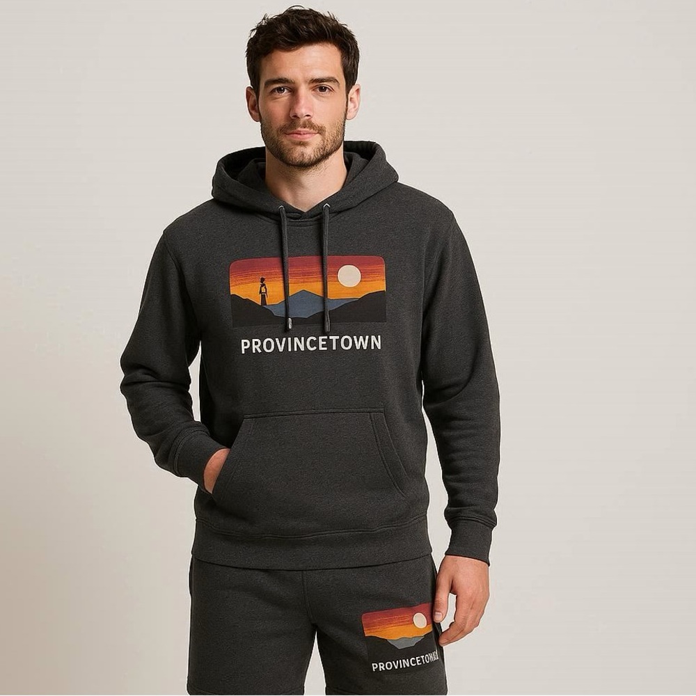 League Charcoal Provincetown Graphic Hoodie. Size XL.